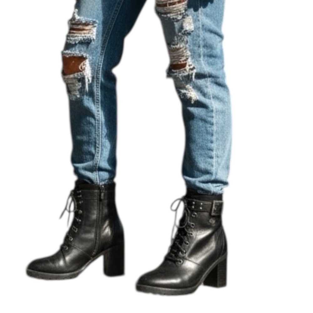 Harley-Davidson Adina Black Leather 3.75” Heeled Laced Moto Riding Boots - Picture 3 of 10